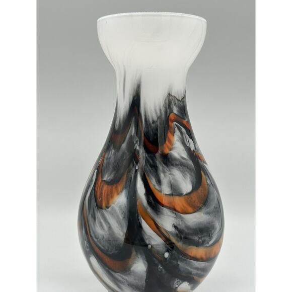 Opaline Empoli VASE by Carlo Moretti Italy Glass White Opal and Orange 10.5” - Picture 5 of 5
